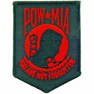 POW*MIA  (BLK & RED) Embroidered Shoulder Patch 21/2"X31/2" (BIN 14- A)